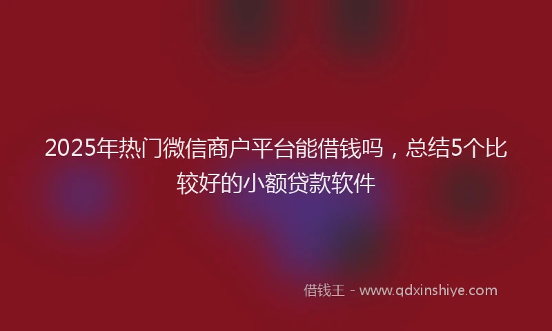 2025年热门微信商户平台能借钱吗，总结5个比较好的小额贷款软件