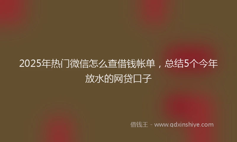 2025年热门微信怎么查借钱帐单，总结5个今年放水的网贷口子