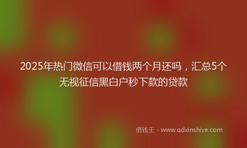 2025年热门微信可以借钱两个月还吗，汇总5个无视征信黑白户秒下款的贷款