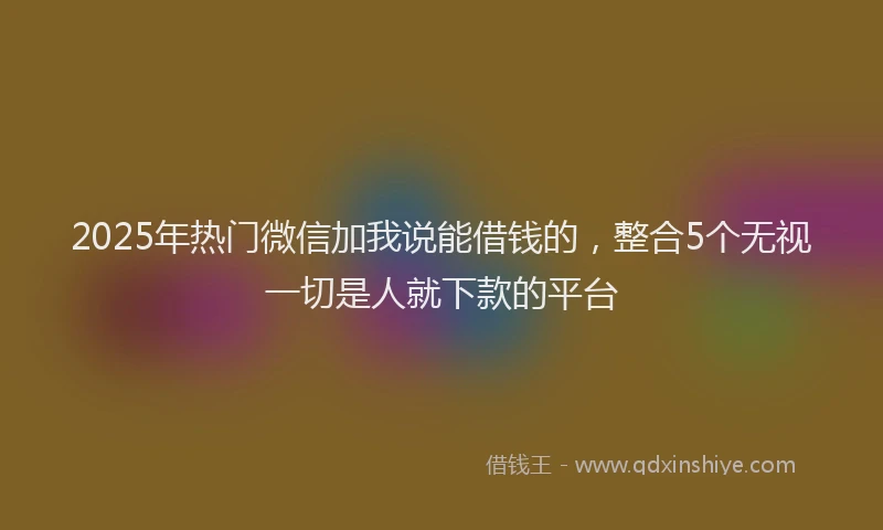 2025年热门微信加我说能借钱的，整合5个无视一切是人就下款的平台