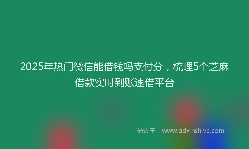 2025年热门微信能借钱吗支付分，梳理5个芝麻借款实时到账速借平台
