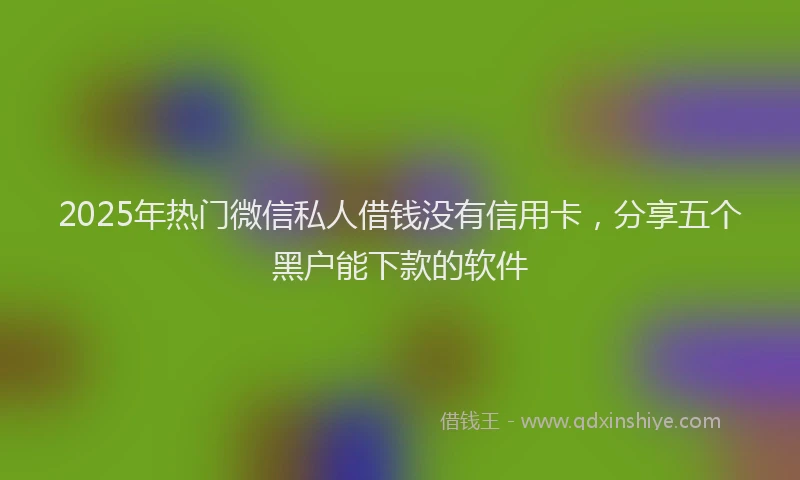 2025年热门微信私人借钱没有信用卡，分享五个黑户能下款的软件