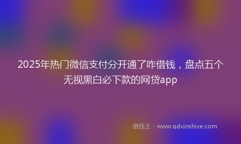 2025年热门微信支付分开通了咋借钱，盘点五个无视黑白必下款的网贷app