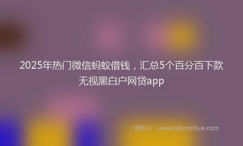 2025年热门微信蚂蚁借钱，汇总5个百分百下款无视黑白户网贷app