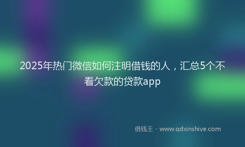 2025年热门微信如何注明借钱的人，汇总5个不看欠款的贷款app