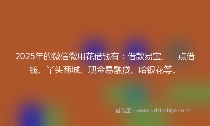 2025年的微信微用花借钱有：借款易宝、一点借钱、丫头商城、现金易融贷、哈银花等。