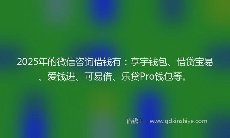 2025年的微信咨询借钱有：享宇钱包、借贷宝易、爱钱进、可易借、乐贷Pro钱包等。