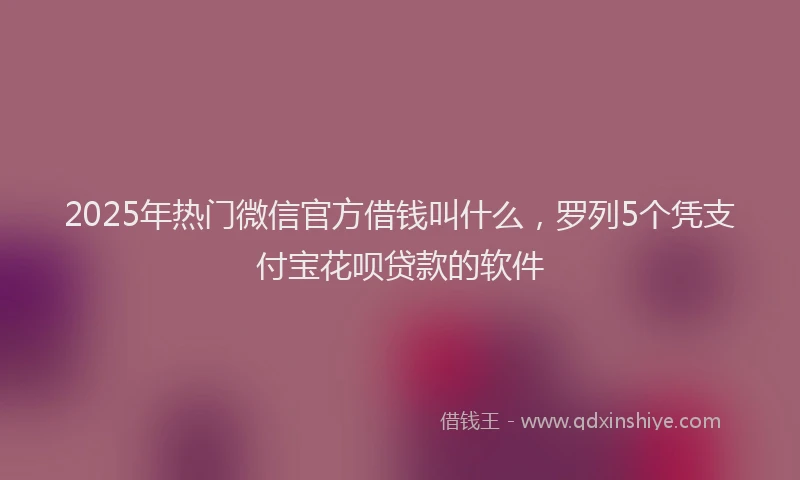 2025年热门微信官方借钱叫什么，罗列5个凭支付宝花呗贷款的软件