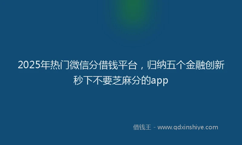 2025年热门微信分借钱平台，归纳五个金融创新秒下不要芝麻分的app