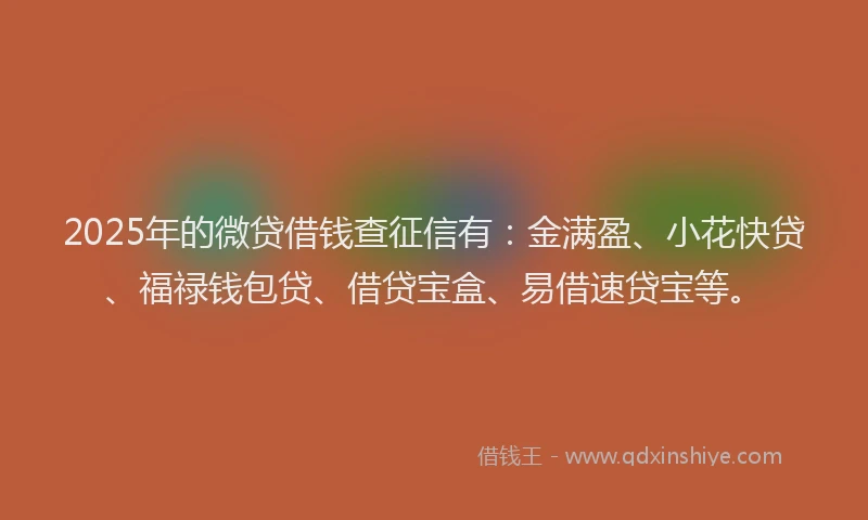 2025年的微贷借钱查征信有：金满盈、小花快贷、福禄钱包贷、借贷宝盒、易借速贷宝等。