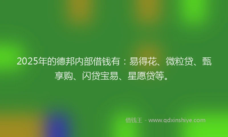 2025年的德邦内部借钱有：易得花、微粒贷、甄享购、闪贷宝易、星愿贷等。