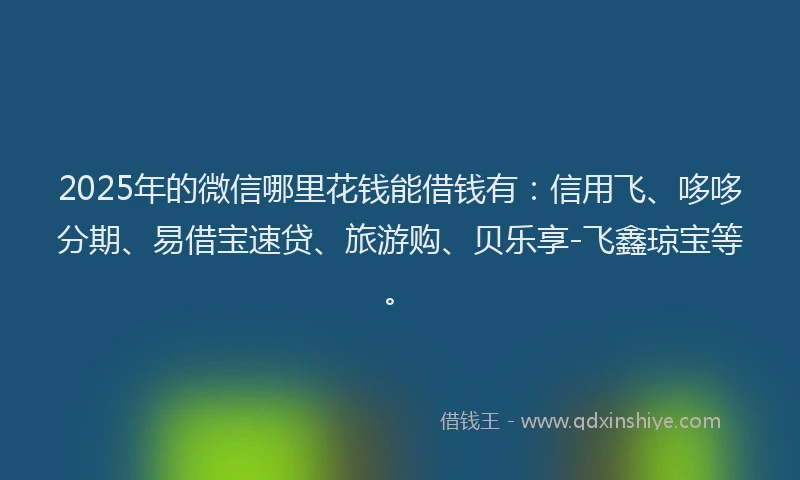 2025年的微信哪里花钱能借钱有：信用飞、哆哆分期、易借宝速贷、旅游购、贝乐享-飞鑫琼宝等。