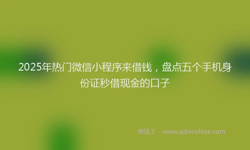 2025年热门微信小程序来借钱，盘点五个手机身份证秒借现金的口子
