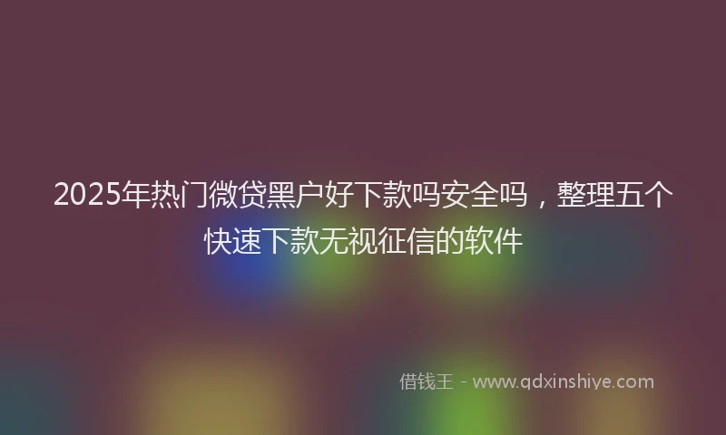 2025年热门微贷黑户好下款吗安全吗，整理五个快速下款无视征信的软件