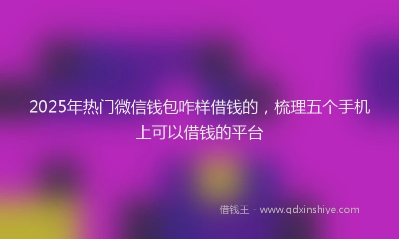 2025年热门微信钱包咋样借钱的，梳理五个手机上可以借钱的平台
