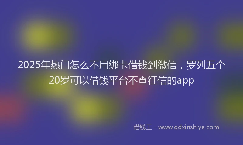 2025年热门怎么不用绑卡借钱到微信，罗列五个20岁可以借钱平台不查征信的app