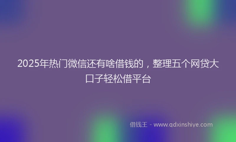 2025年热门微信还有啥借钱的，整理五个网贷大口子轻松借平台