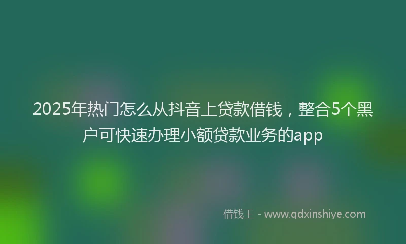 2025年热门怎么从抖音上贷款借钱，整合5个黑户可快速办理小额贷款业务的app