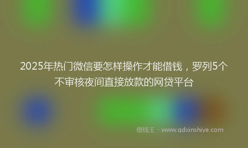 2025年热门微信要怎样操作才能借钱，罗列5个不审核夜间直接放款的网贷平台
