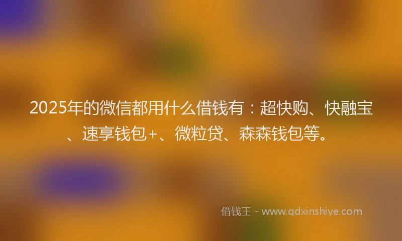 2025年的微信都用什么借钱有：超快购、快融宝、速享钱包+、微粒贷、森森钱包等。