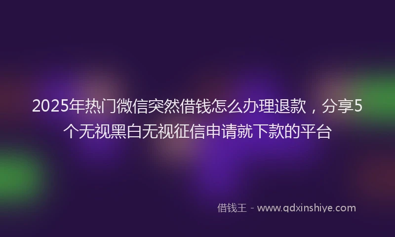 2025年热门微信突然借钱怎么办理退款，分享5个无视黑白无视征信申请就下款的平台