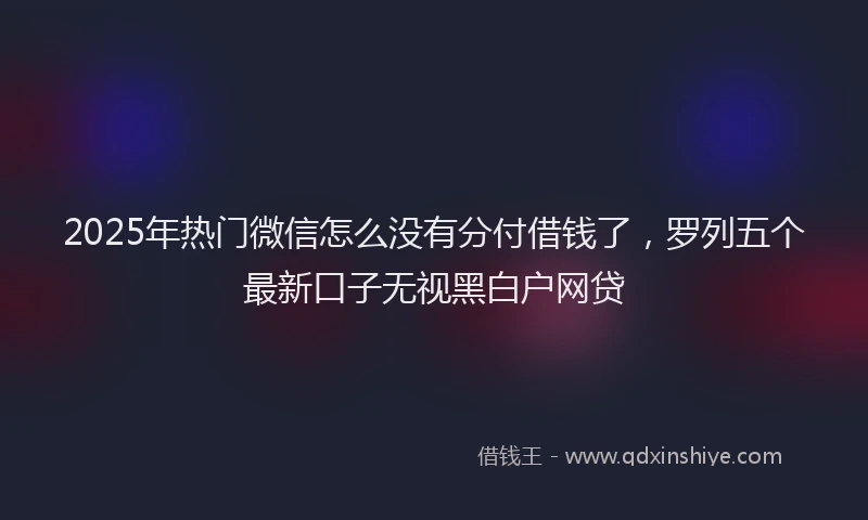 2025年热门微信怎么没有分付借钱了，罗列五个最新口子无视黑白户网贷
