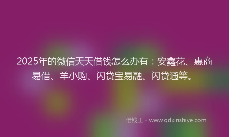 2025年的微信天天借钱怎么办有：安鑫花、惠商易借、羊小购、闪贷宝易融、闪贷通等。