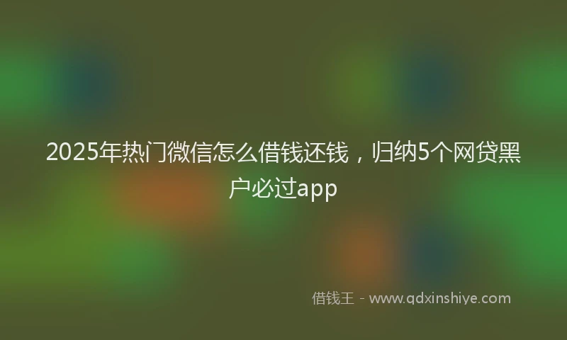2025年热门微信怎么借钱还钱，归纳5个网贷黑户必过app