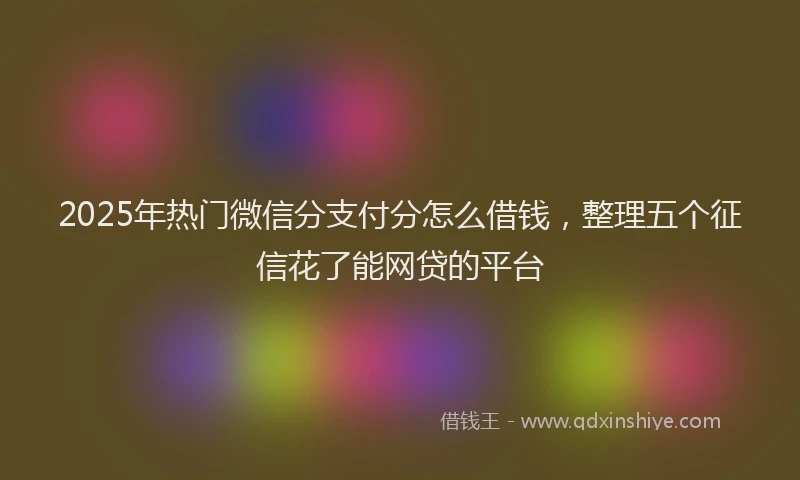 2025年热门微信分支付分怎么借钱，整理五个征信花了能网贷的平台