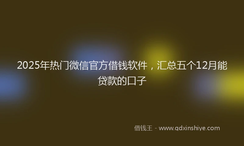 2025年热门微信官方借钱软件，汇总五个12月能贷款的口子