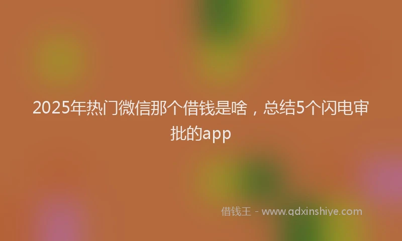 2025年热门微信那个借钱是啥,总结5个闪电审批的app