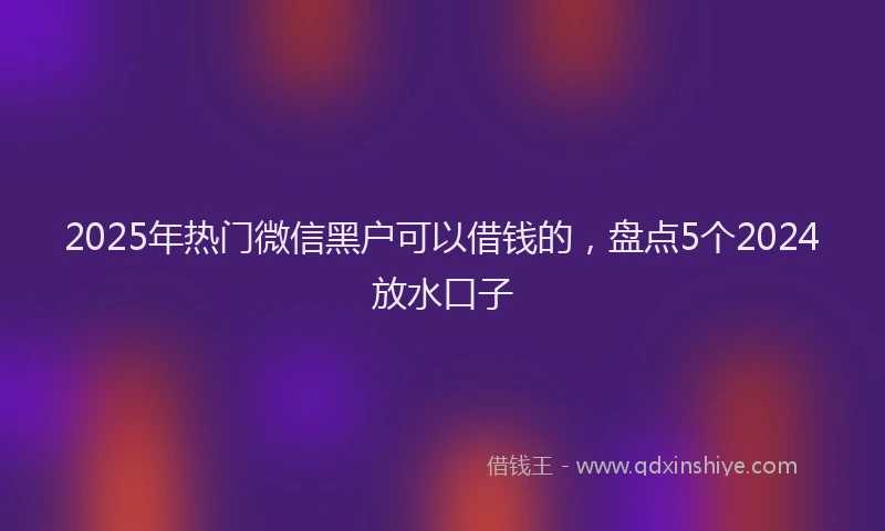 2025年热门微信黑户可以借钱的，盘点5个2024放水口子
