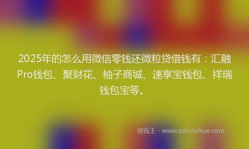 2025年的怎么用微信零钱还微粒贷借钱有：汇融Pro钱包、聚财花、柚子商城、速享宝钱包、祥瑞钱包宝等。
