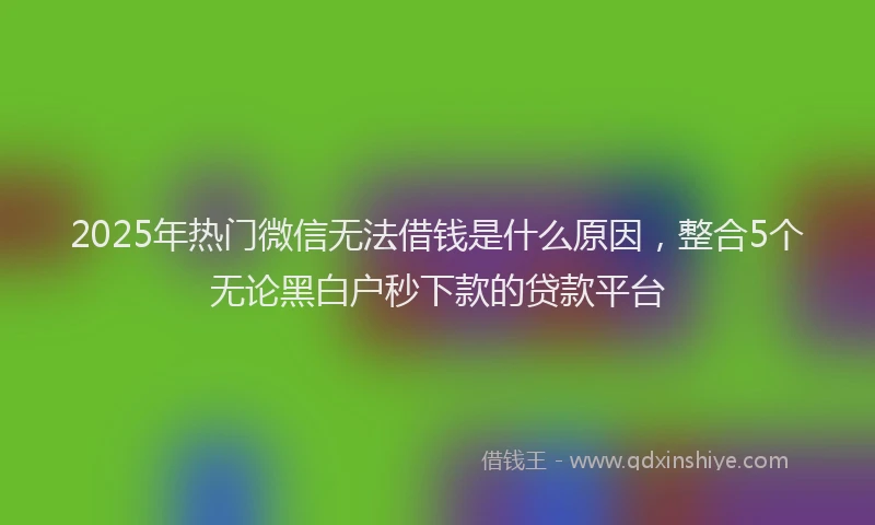 2025年热门微信无法借钱是什么原因，整合5个无论黑白户秒下款的贷款平台