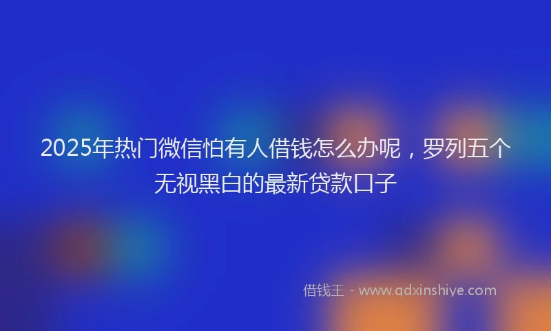 2025年热门微信怕有人借钱怎么办呢，罗列五个无视黑白的最新贷款口子