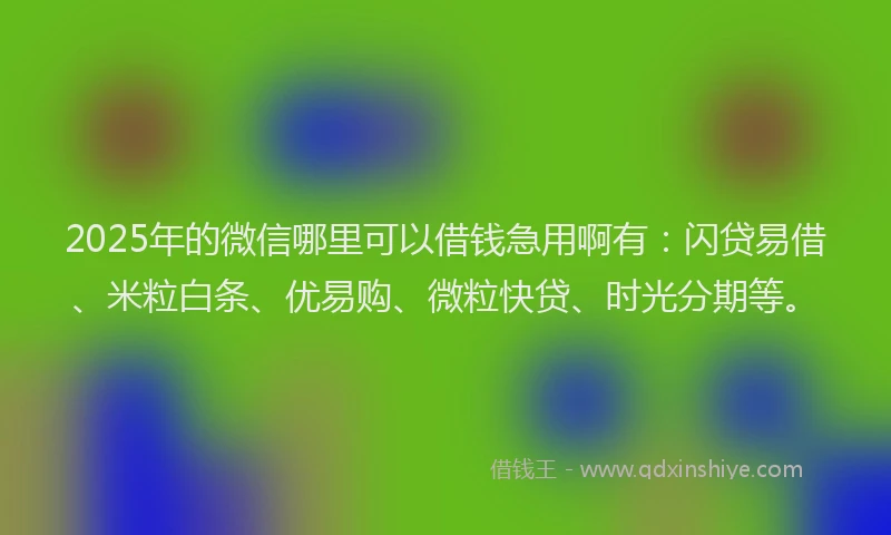 2025年的微信哪里可以借钱急用啊有：闪贷易借、米粒白条、优易购、微粒快贷、时光分期等。
