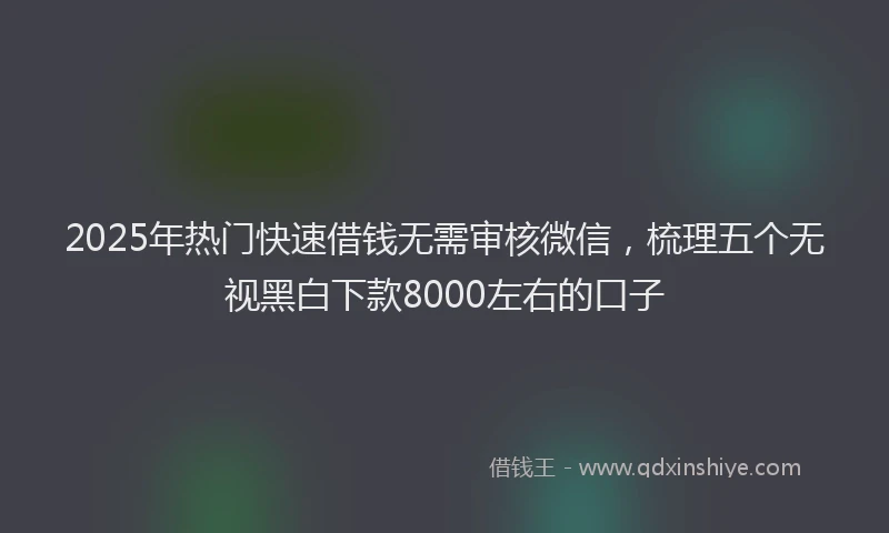 2025年热门快速借钱无需审核微信，梳理五个无视黑白下款8000左右的口子
