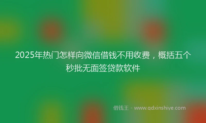 2025年热门怎样向微信借钱不用收费，概括五个秒批无面签贷款软件