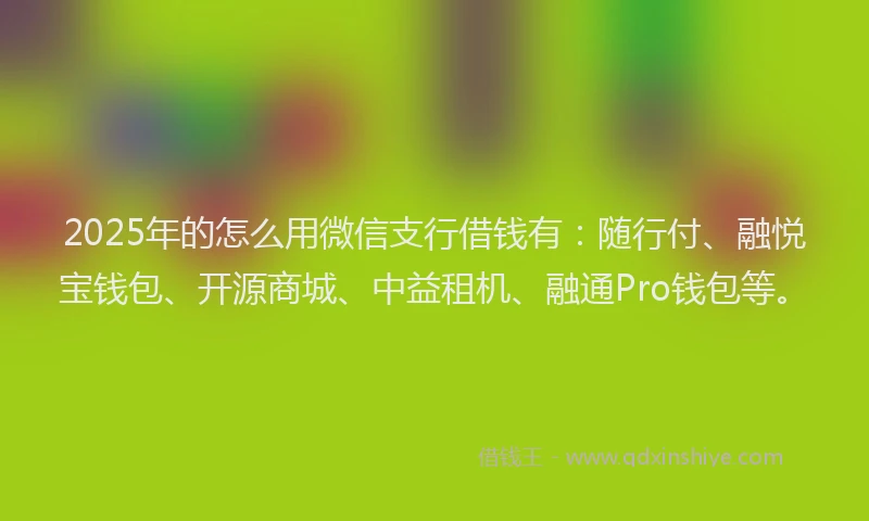 2025年的怎么用微信支行借钱有：随行付、融悦宝钱包、开源商城、中益租机、融通Pro钱包等。