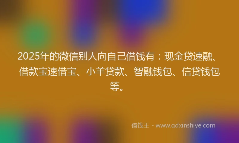 2025年的微信别人向自己借钱有：现金贷速融、借款宝速借宝、小羊贷款、智融钱包、信贷钱包等。