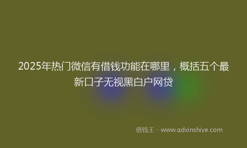 2025年热门微信有借钱功能在哪里，概括五个最新口子无视黑白户网贷