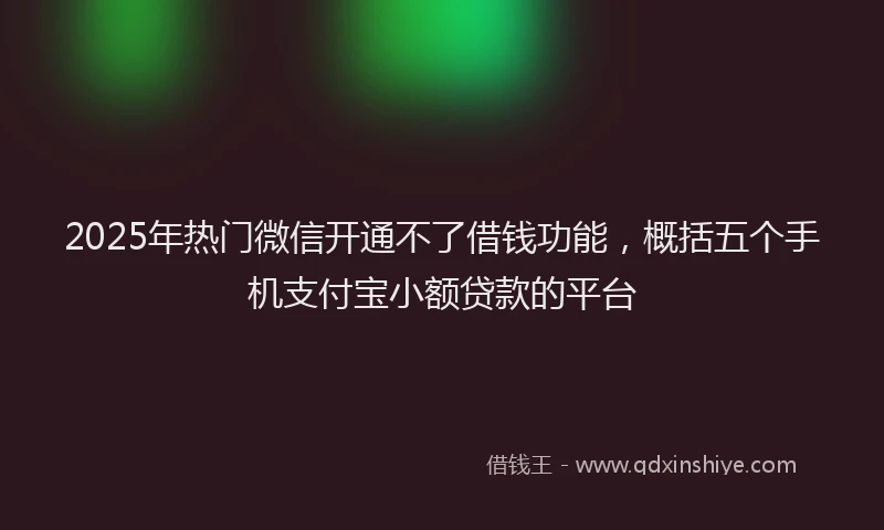 2025年热门微信开通不了借钱功能，概括五个手机支付宝小额贷款的平台