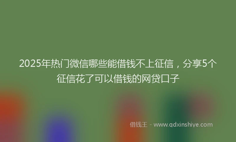 2025年热门微信哪些能借钱不上征信，分享5个征信花了可以借钱的网贷口子