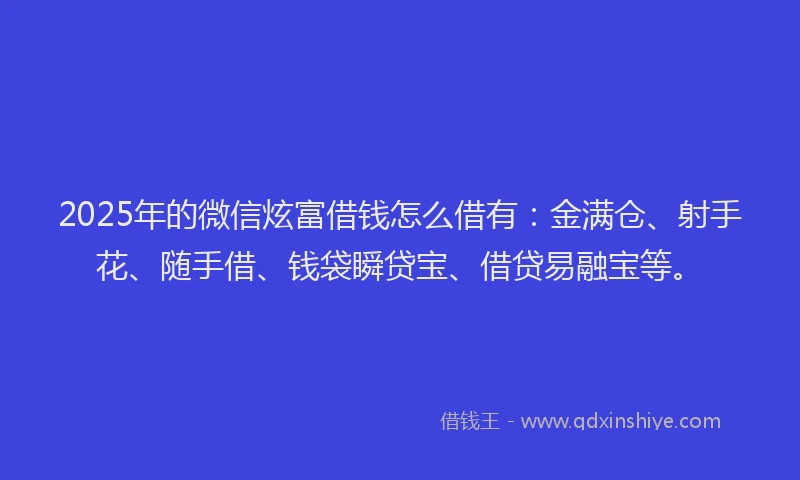 2025年的微信炫富借钱怎么借有：金满仓、射手花、随手借、钱袋瞬贷宝、借贷易融宝等。