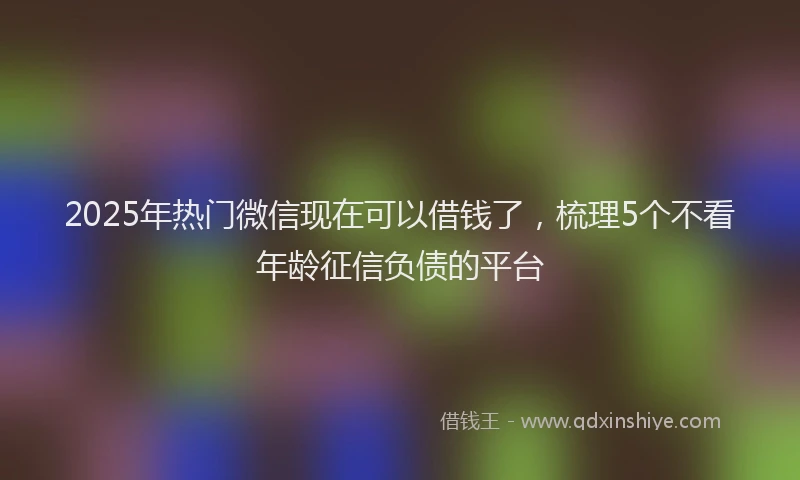 2025年热门微信现在可以借钱了，梳理5个不看年龄征信负债的平台