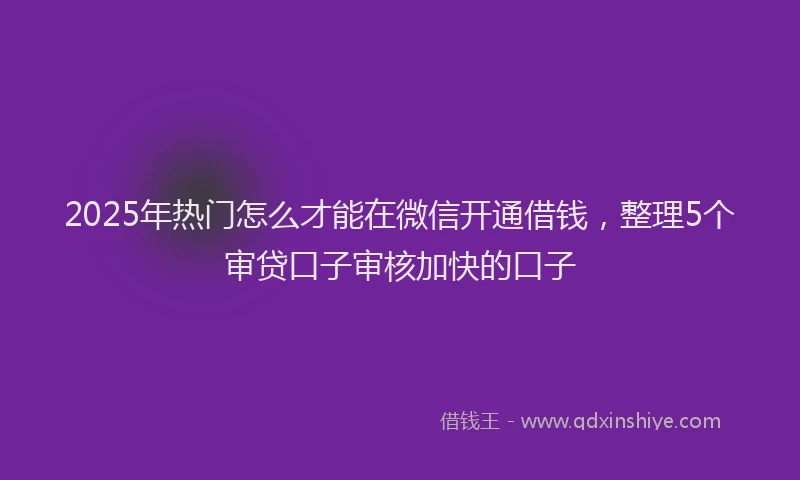 2025年热门怎么才能在微信开通借钱,整理5个审贷口子审核加快的口子