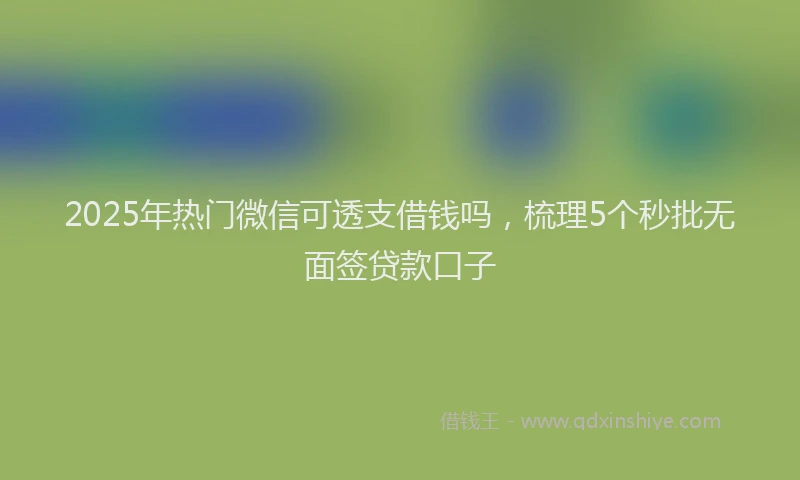 2025年热门微信可透支借钱吗，梳理5个秒批无面签贷款口子