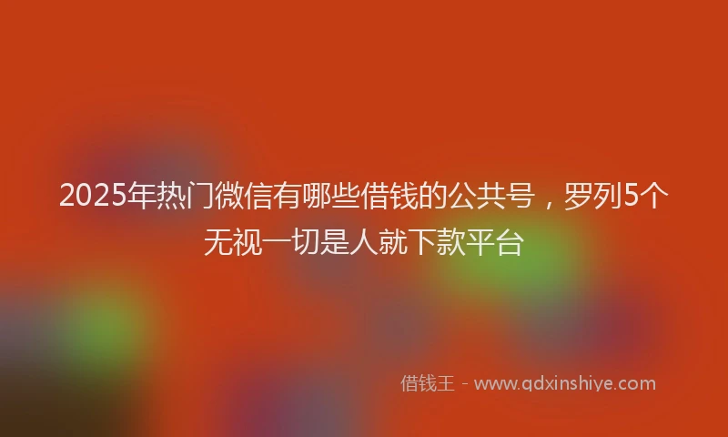 2025年热门微信有哪些借钱的公共号，罗列5个无视一切是人就下款平台