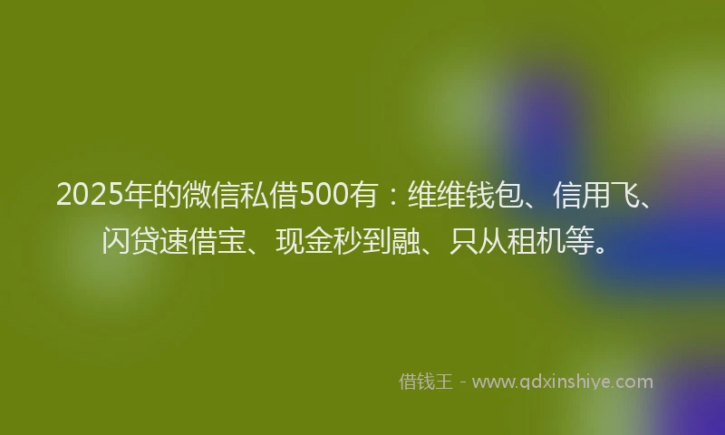 2025年的微信私借500有：维维钱包、信用飞、闪贷速借宝、现金秒到融、只从租机等。