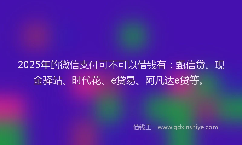 2025年的微信支付可不可以借钱有：甄信贷、现金驿站、时代花、e贷易、阿凡达e贷等。